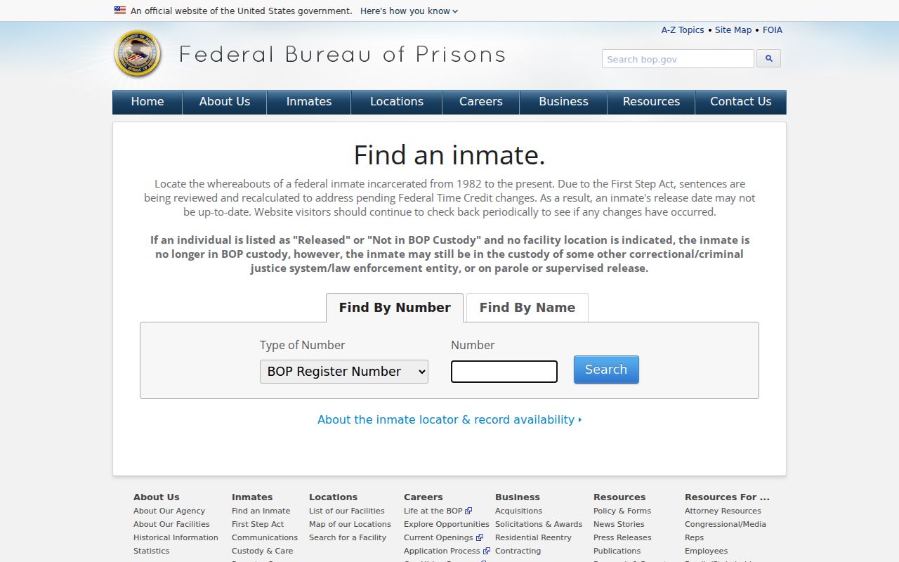 Federal inmate record locator for Avalon criminal history research