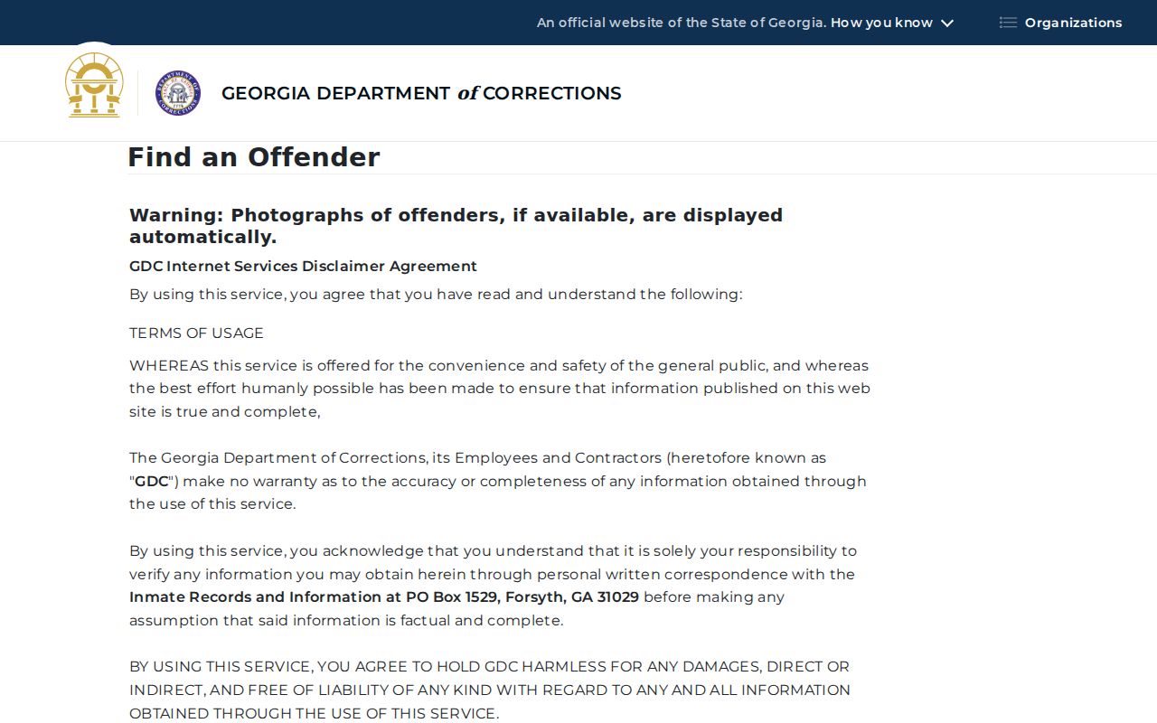 Georgia offender search used after a Stephens County arrest record leads to a state sentence