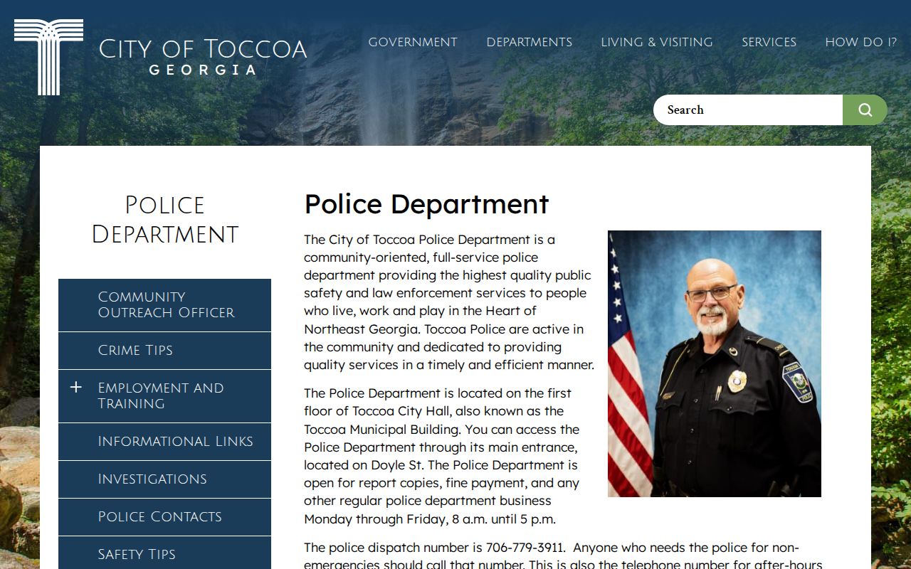 Official Toccoa Police records contact page for Stephens County arrest reports